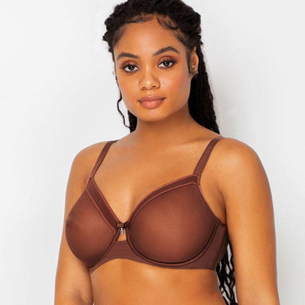 Curvy Couture Women's 40D Chocolate Sheer Mesh Unlined Underwire Sexy Bra G15-23
